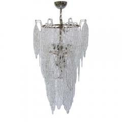 Toni Zuccheri PAIR OF ITALIAN MURANO DESIGN BLOWN LACE CLEAR GLASS CHANDELIERS - 1771365