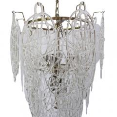 Toni Zuccheri PAIR OF ITALIAN MURANO DESIGN BLOWN LACE CLEAR GLASS CHANDELIERS - 1771377