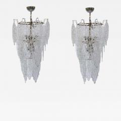 Toni Zuccheri PAIR OF ITALIAN MURANO DESIGN BLOWN LACE CLEAR GLASS CHANDELIERS - 1772520