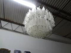 Toni Zuccheri Pair of Large Mid Century Modern Italian Murano Chandeliers Attributed to Venini - 3649428