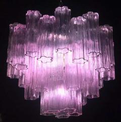 Toni Zuccheri Pair of Pink Tronchi Murano Glass Chandelier by Toni Zuccheri for Venini 1970s - 1445845