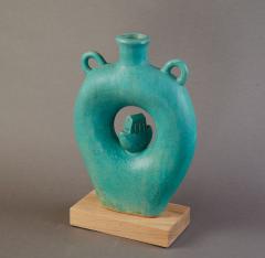 Tonino Negri Tonino Negri Amphora Shaped Vessel Sculpture in Rich Colored Glaze Italy 2020 - 3497173