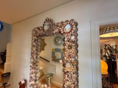 Tony Duquette French Modern Seashell Amethyst And Rock Crystal Mirror - 4326456