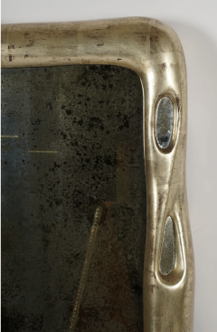 Tony Duquette Large Biomorphic Mirror with a Burnished Silver Leafed finish by TONY DUQUETTE  - 4323387