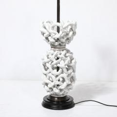 Tony Duquette Mid Century Open Form White Ceramic Table Lamp with Woven Sculptural Motifs - 4231125