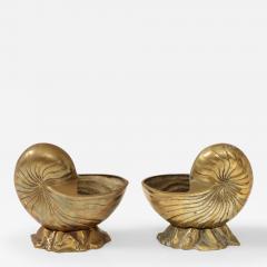 Tony Duquette Pair Duquette Style Bronze Nautilus Cache Pots - 3341609