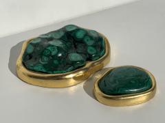 Tony Duquette Pair Malachite and Gold Paper Weights - 865962