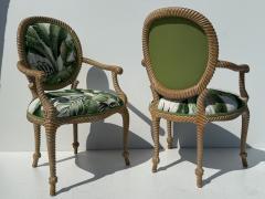 Tony Duquette Pair of Faux Bois Carved Regency Armchairs - 4429521