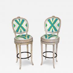 Tony Duquette Pair of Regency Faux Bois Twig Bar Stools - 4055085