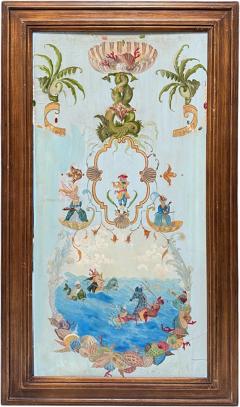 Tony Duquette Tony Duquette Style Chinoiserie Oil Painting on Board W Monkeys - 4393014