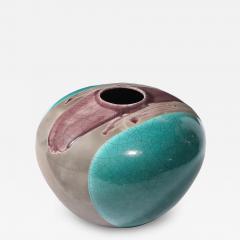 Tony Evans Mid Century Glazed Gray Violet Textural Ceramic Vase Signed Tony Evans - 4465932