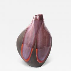Tony Evans Mid Century Organic Glazed Gray Violet Ceramic Studio Vase signed Tony Evans - 4465934
