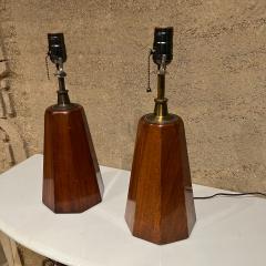 Tony Paul 1950s Modern Table Lamps in Mahogany Brass by Angelita Mexico - 2643454