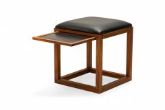 Tony Paul Pair Of Tony Paul Black Leather Upholstered Wooden Cube Stool With Slide Tray - 3169960