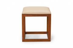 Tony Paul Pair Of Tony Paul Gray Leather Upholstered Wooden Cube Stool With Slide Tray - 3169965