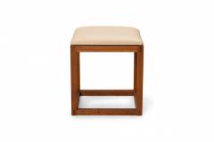 Tony Paul Pair Of Tony Paul Gray Leather Upholstered Wooden Cube Stool With Slide Tray - 3169966