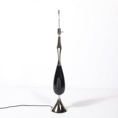 Tony Paul Pair of Mid Century Polished Nickel Ebonized Walnut Table Lamps by Tony Paul - 4403270