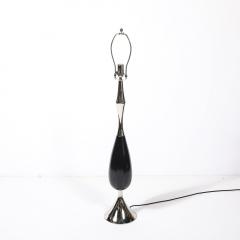 Tony Paul Pair of Mid Century Polished Nickel Ebonized Walnut Table Lamps by Tony Paul - 4403276