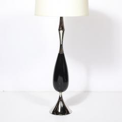 Tony Paul Pair of Mid Century Polished Nickel Ebonized Walnut Table Lamps by Tony Paul - 4403279