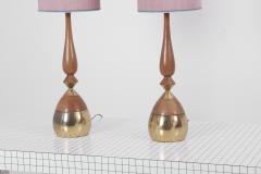 Tony Paul Pair of Table Lamps by Tony Paul in Brass and Walnut for Westwood Lighting - 1366760