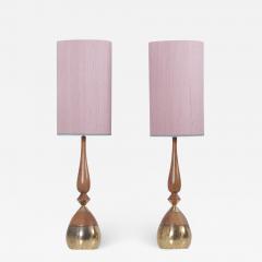 Tony Paul Pair of Table Lamps by Tony Paul in Brass and Walnut for Westwood Lighting - 1367542