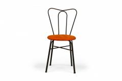Tony Paul Pair of Tony Paul Black Iron and Orange Upholstery Ice Cream Parlor Side Chairs - 4274176