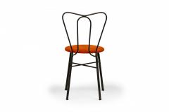 Tony Paul Pair of Tony Paul Black Iron and Orange Upholstery Ice Cream Parlor Side Chairs - 4274180