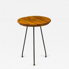 Tony Paul Tony Paul American Circular Wooden Slat Top And Iron Leg End Side Table - 3179076