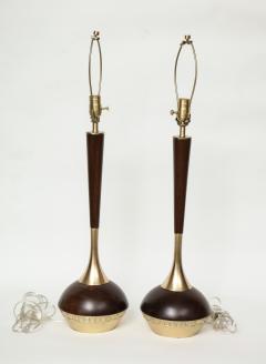 Tony Paul Tony Paul Mid Century Walnut Brass Lamps - 780979