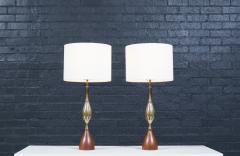 Tony Paul Tony Paul Sculpted Brass Walnut Table Lamps for Westwood Industries - 4450567