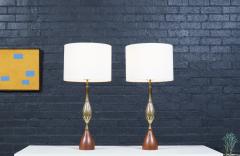 Tony Paul Tony Paul Sculpted Brass Walnut Table Lamps for Westwood Industries - 4450568
