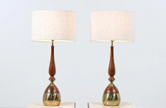 Tony Paul Tony Paul Sculpted Walnut Brass Table Lamps for Westwood Industries - 2648556