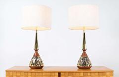 Tony Paul Tony Paul Walnut Brass Table Lamps for Westwood Industries - 2226607