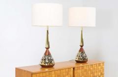 Tony Paul Tony Paul Walnut Brass Table Lamps for Westwood Industries - 2226608