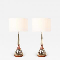 Tony Paul Tony Paul Walnut Brass Table Lamps for Westwood Industries - 2228879