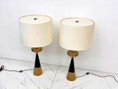 Tony Paul Tony Paul for Westwood Brass Ebonized Walnut Table Lamps A Pair 1950s - 3864303