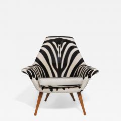 Torbjorn Afdal Danish Lounge Chair in Zebra Leather - 2417214