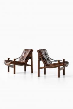 Torbjorn Afdal Pair of Torbj rn Afdal Leather Easy Chairs by Bruksbo 1962 - 4596283