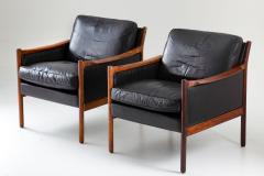 Torbjorn Afdal Scandinavian Midcentury Leather and Rosewood Lounge Chairs by Torbj rn Afdal - 1690128