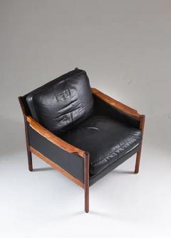 Torbjorn Afdal Scandinavian Midcentury Leather and Rosewood Lounge Chairs by Torbj rn Afdal - 2253034