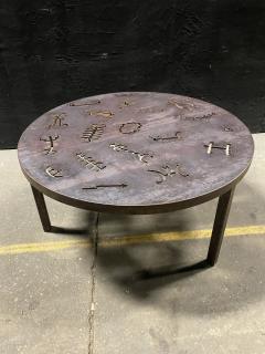 Torch Cut Brutalist Iron Cocktail Table - 3936821