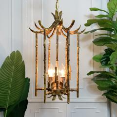 Tortoiseshell Painted Metal Faux Bamboo Pagoda Chandelier - 3032293