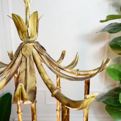 Tortoiseshell Painted Metal Faux Bamboo Pagoda Chandelier - 3032297
