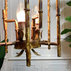 Tortoiseshell Painted Metal Faux Bamboo Pagoda Chandelier - 3032298