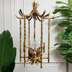Tortoiseshell Painted Metal Faux Bamboo Pagoda Chandelier - 3032299