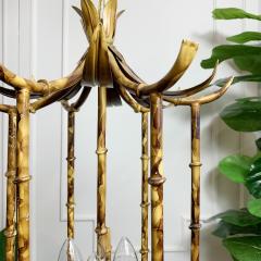 Tortoiseshell Painted Metal Faux Bamboo Pagoda Chandelier - 3032300