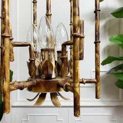 Tortoiseshell Painted Metal Faux Bamboo Pagoda Chandelier - 3032301