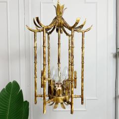 Tortoiseshell Painted Metal Faux Bamboo Pagoda Chandelier - 3032303