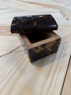 Tortoiseshell Pattern Lacquered Dome Top Trinket Box - 4780525