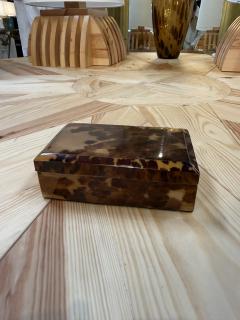 Tortoiseshell Style Wood Box with Beveled Lid - 4780626